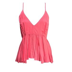 Express Pink Pleated Peplum Camisole